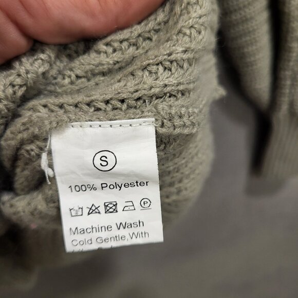 Chunky Ribbed Knit Sweater Size Small Batwing Scalloped Hem Boho Hippie - Picture 3 of 6